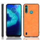 For Motorola Moto G8 Power Lite Shockproof Sewing Cow Pattern Skin PC + PU + TPU Case(Orange) - 1