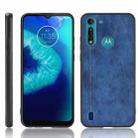 For Motorola Moto G8 Power Lite Shockproof Sewing Cow Pattern Skin PC + PU + TPU Case(Blue) - 1