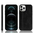 For iPhone 12 / 12 Pro Shockproof Sewing Cow Pattern Skin PC + PU + TPU Case(Black) - 1