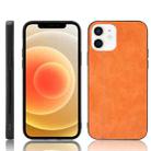 For iPhone 12 mini Shockproof Sewing Cow Pattern Skin PC + PU + TPU Case (Orange) - 1