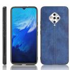 For vivo X50e Shockproof Sewing Cow Pattern Skin PC + PU + TPU Case(Blue) - 1