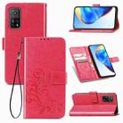 For Xiaomi Mi 10T / Redmi K30S Four-leaf Clasp Embossed Buckle Mobile Phone Protection Leather Case with Lanyard & Card Slot & Wallet & Bracket Function(Magenta) - 1