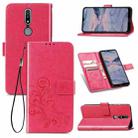 For Nokia 2.4 Four-leaf Clasp Embossed Buckle Mobile Phone Protection Leather Case with Lanyard & Card Slot & Wallet & Bracket Function(Magenta) - 1