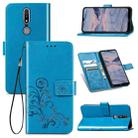 For Nokia 2.4 Four-leaf Clasp Embossed Buckle Mobile Phone Protection Leather Case with Lanyard & Card Slot & Wallet & Bracket Function(Blue) - 1