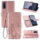 For vivo Y20 Four-leaf Clasp Embossed Buckle Mobile Phone Protection Leather Case with Lanyard & Card Slot & Wallet & Bracket Function(Rose Gold) - 1