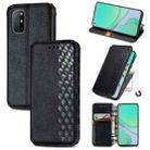 For OnePlus 8T Cubic Grid Pressed Horizontal Flip Magnetic PU Leather Case with Holder & Card Slots & Wallet(Black) - 1