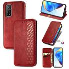 For Xiaomi Mi 10T / Redmi K30S Cubic Grid Pressed Horizontal Flip Magnetic PU Leather Case with Holder & Card Slots & Wallet(Red) - 1