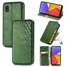 For Samsung Galaxy A21 (JP Version) Cubic Grid Pressed Horizontal Flip Magnetic PU Leather Case with Holder & Card Slots & Wallet(Green) - 1