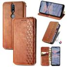 For Nokia 2.4 Cubic Grid Pressed Horizontal Flip Magnetic PU Leather Case with Holder & Card Slots & Wallet(Brown) - 1