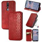 For Nokia 2.4 Cubic Grid Pressed Horizontal Flip Magnetic PU Leather Case with Holder & Card Slots & Wallet(Red) - 1