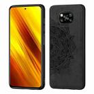 For Xiaomi Poco X3 NFC Mandala Embossed Cloth Cover PC + TPU Case with Magnetic Function and Hand Strap(Black) - 1
