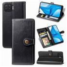 For OPPO F17 Pro Retro Solid Color Leather Buckle Phone Case with Lanyard & Photo Frame & Card Slot & Wallet & Stand Function(Black) - 1