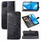 For OPPO F17 Pro Mandala Flower Embossed Horizontal Flip Leather Case with Bracket / Card Slot / Wallet / Lanyard(Black) - 1