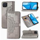 For OPPO F17 Pro Mandala Flower Embossed Horizontal Flip Leather Case with Bracket / Card Slot / Wallet / Lanyard(Gray) - 1