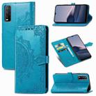 For vivo Y20 Mandala Flower Embossed Horizontal Flip Leather Case with Bracket / Card Slot / Wallet / Lanyard(Blue) - 1