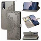 For vivo Y20 Mandala Flower Embossed Horizontal Flip Leather Case with Bracket / Card Slot / Wallet / Lanyard(Gray) - 1