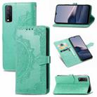 For vivo Y20 Mandala Flower Embossed Horizontal Flip Leather Case with Bracket / Card Slot / Wallet / Lanyard(Green) - 1