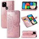 For Google Pixel 4a 5G Halfway Mandala Embossing Pattern Horizontal Flip PU Leather Case with Card Slots & Holder & Wallet & Lanyard(Rose Gold) - 1