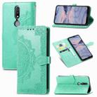 For Nokia 2.4 Mandala Flower Embossed Horizontal Flip Leather Case with Bracket / Card Slot / Wallet / Lanyard(Green) - 1