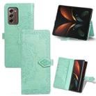 For Samsung Galaxy Z Fold2 Mandala Flower Embossed Horizontal Flip Leather Case with Bracket / Card Slot / Wallet / Lanyard(Green) - 1