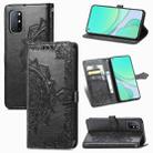 For OnePlus 8T Mandala Flower Embossed Horizontal Flip Leather Case with Bracket / Card Slot / Wallet / Lanyard(Black) - 1