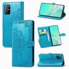 For OnePlus 8T Mandala Flower Embossed Horizontal Flip Leather Case with Bracket / Card Slot / Wallet / Lanyard(Blue) - 1