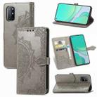 For OnePlus 8T Mandala Flower Embossed Horizontal Flip Leather Case with Bracket / Card Slot / Wallet / Lanyard(Gray) - 1