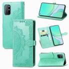 For OnePlus 8T Mandala Flower Embossed Horizontal Flip Leather Case with Bracket / Card Slot / Wallet / Lanyard(Green) - 1