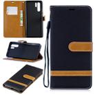 Color Matching Denim Texture Leather Case for Huawei P30 Pro, with Holder & Card Slots & Wallet & Lanyard(Black) - 1