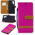 Color Matching Denim Texture Leather Case for Huawei P30 Pro, with Holder & Card Slots & Wallet & Lanyard(Rose Red) - 1