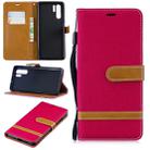 Color Matching Denim Texture Leather Case for Huawei P30 Pro, with Holder & Card Slots & Wallet & Lanyard(Red) - 1