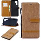 Color Matching Denim Texture Leather Case for Huawei P30 Pro, with Holder & Card Slots & Wallet & Lanyard(Brown) - 1