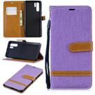 Color Matching Denim Texture Leather Case for Huawei P30 Pro, with Holder & Card Slots & Wallet & Lanyard(Purple) - 1