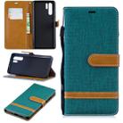 Color Matching Denim Texture Leather Case for Huawei P30 Pro, with Holder & Card Slots & Wallet & Lanyard(Green) - 1