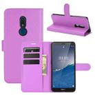 For Nokia C3 Litchi Texture Horizontal Flip Leather Case with Holder & Card Slots & Wallet(Purple) - 1