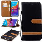 Color Matching Denim Texture Leather Case for Huawei Honor 7C / Enjoy 8, with Holder & Card Slots & Wallet & Lanyard(Black) - 1