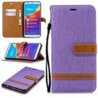 Color Matching Denim Texture Leather Case for Huawei Honor 7C / Enjoy 8, with Holder & Card Slots & Wallet & Lanyard(Purple) - 1