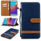 Color Matching Denim Texture Leather Case for Huawei Honor 7C / Enjoy 8, with Holder & Card Slots & Wallet & Lanyard(Dark Blue) - 1