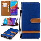 Color Matching Denim Texture Leather Case for Huawei Honor 7C / Enjoy 8, with Holder & Card Slots & Wallet & Lanyard(Royal Blue) - 1
