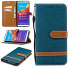 Color Matching Denim Texture Leather Case for Huawei Honor 7C / Enjoy 8, with Holder & Card Slots & Wallet & Lanyard(Green) - 1