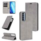 For OPPO Reno4 Pro 4G Retro-skin Business Magnetic Suction Leather Case with Holder & Card Slots & Wallet(Grey) - 1