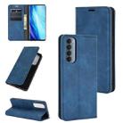 For OPPO Reno4 Pro 4G Retro-skin Business Magnetic Suction Leather Case with Holder & Card Slots & Wallet(Dark Blue) - 1