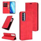 For OPPO Reno4 Pro 4G Retro-skin Business Magnetic Suction Leather Case with Holder & Card Slots & Wallet(Red) - 1