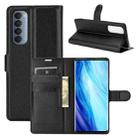 For OPPO Reno4 Pro 4G Litchi Texture Horizontal Flip Protective Case with Holder & Card Slots & Wallet(Black) - 1