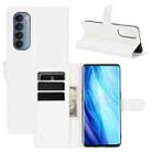 For OPPO Reno4 Pro 4G Litchi Texture Horizontal Flip Protective Case with Holder & Card Slots & Wallet(White) - 1