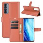 For OPPO Reno4 Pro 4G Litchi Texture Horizontal Flip Protective Case with Holder & Card Slots & Wallet(Brown) - 1