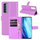 For OPPO Reno4 Pro 4G Litchi Texture Horizontal Flip Protective Case with Holder & Card Slots & Wallet(Purple) - 1