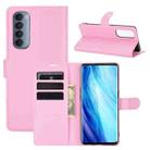 For OPPO Reno4 Pro 4G Litchi Texture Horizontal Flip Protective Case with Holder & Card Slots & Wallet(Pink) - 1