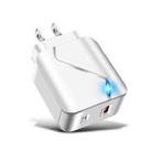 LZ-819A+C QC3.0 USB + PD 18W USB-C / Type-C Interfaces Travel Charger with Indicator Light, US Plug(White) - 1