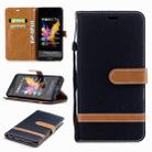 Color Matching Denim Texture Leather Case for Huawei Honor 7X, with Holder & Card Slots & Wallet & Lanyard(Black) - 1